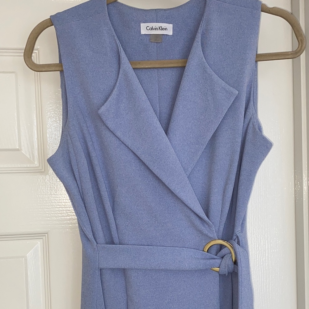 Calvin Klein Baby Blue Sleeveless Wrap Dress